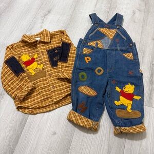Disney Winnie the Pooh Kids Overalls Set - Blue and Brown